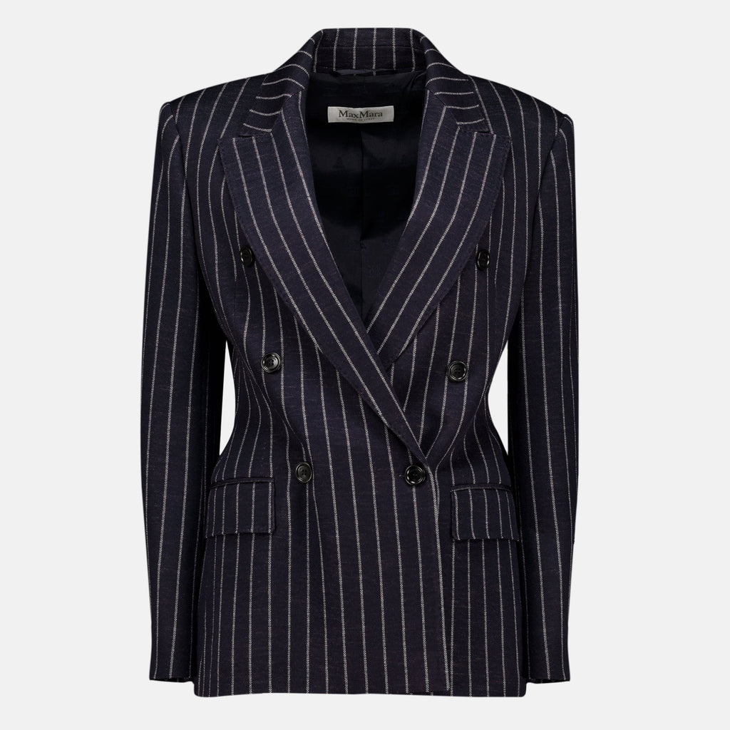 Navy Striped Wool Blazer