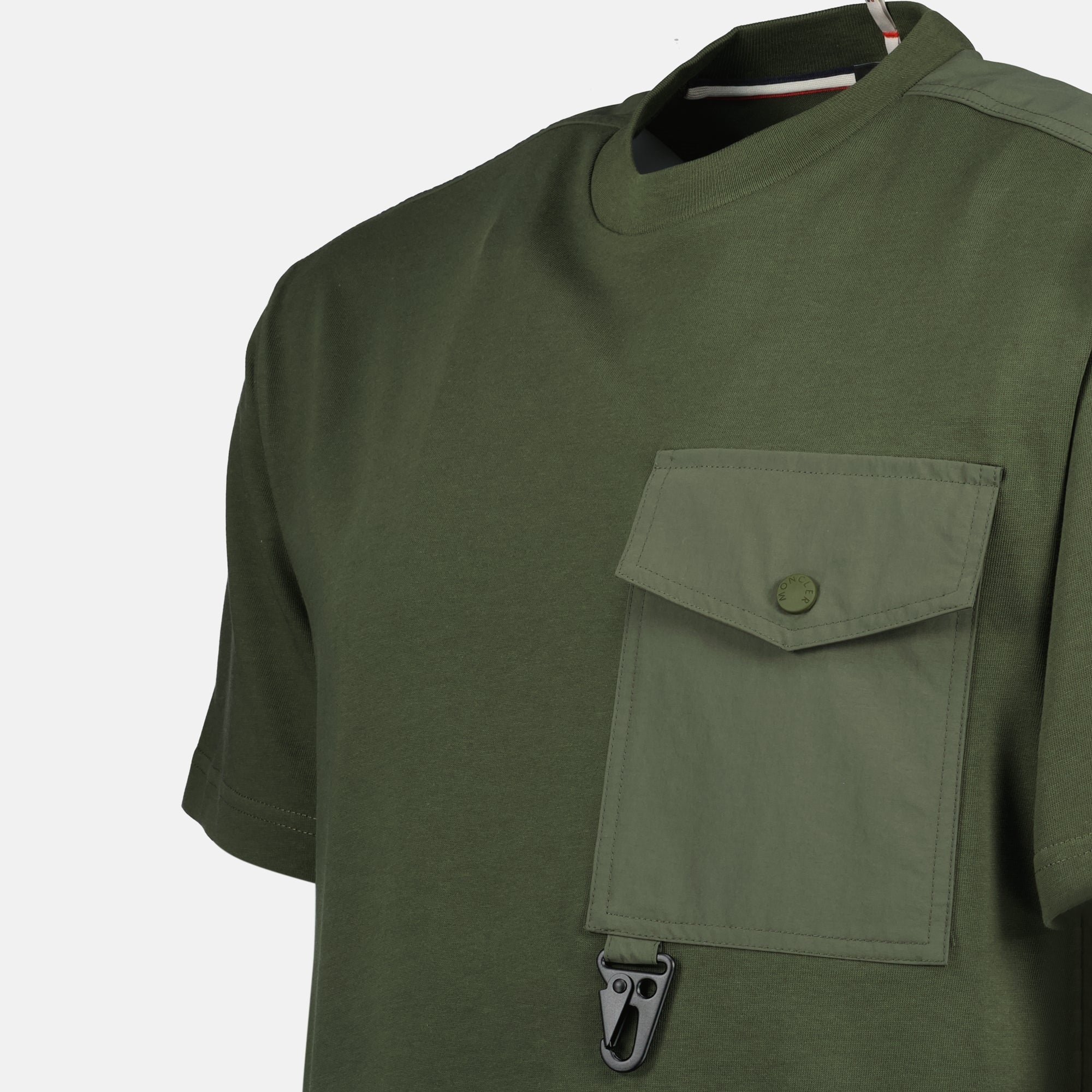 Moncler Grenoble, Kaki Pocket T-Shirt, men's t-shirt, fashion t-shirt, premium cotton t-shirt