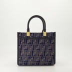 FF tote bag, detachable strap bag, blue tote, Fendi Autumn-Winter 2024, embroidered canvas bag