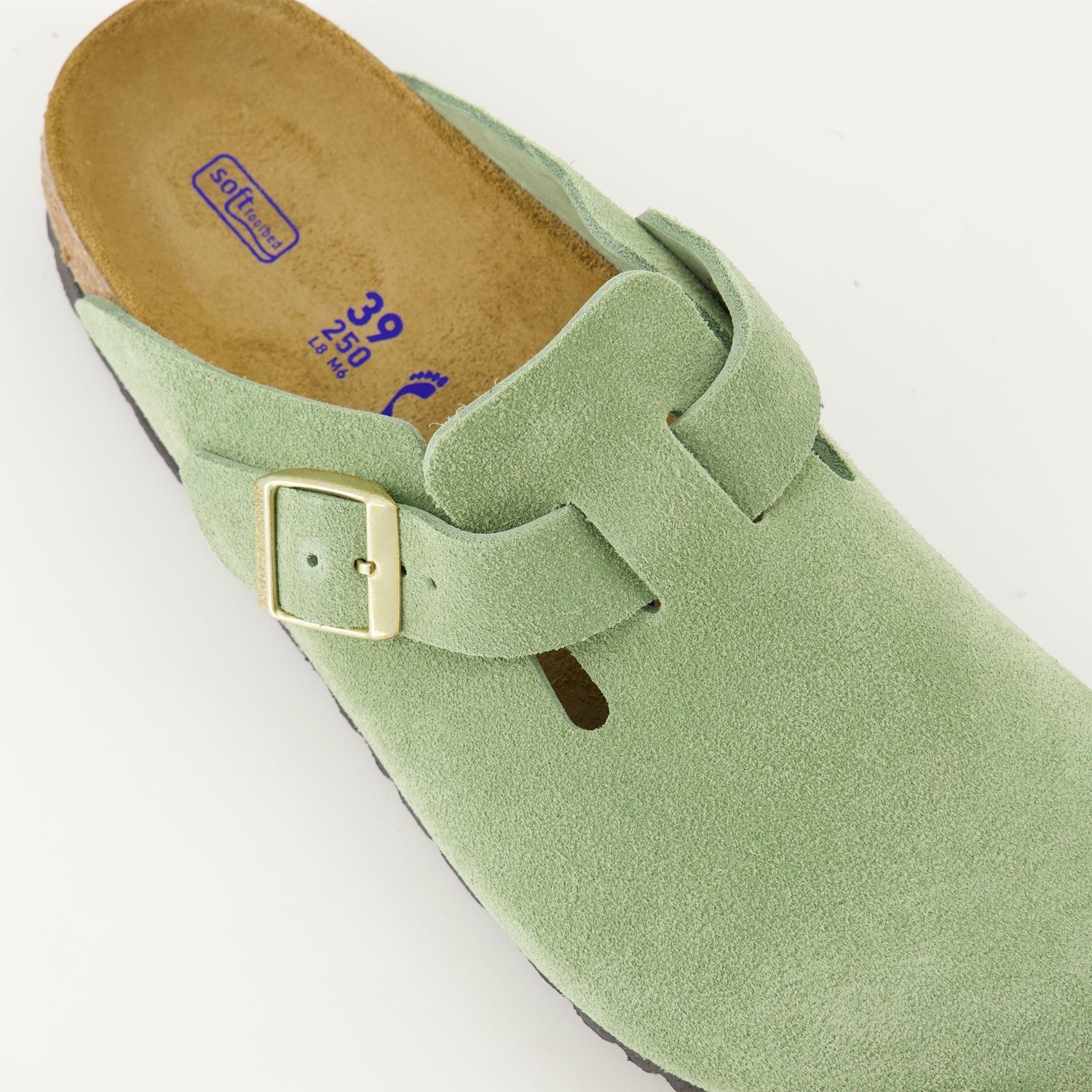 Green Suede Mules, Birkenstock Boston, Luxury Footwear, Fall-Winter Collection, Comfortable Mules