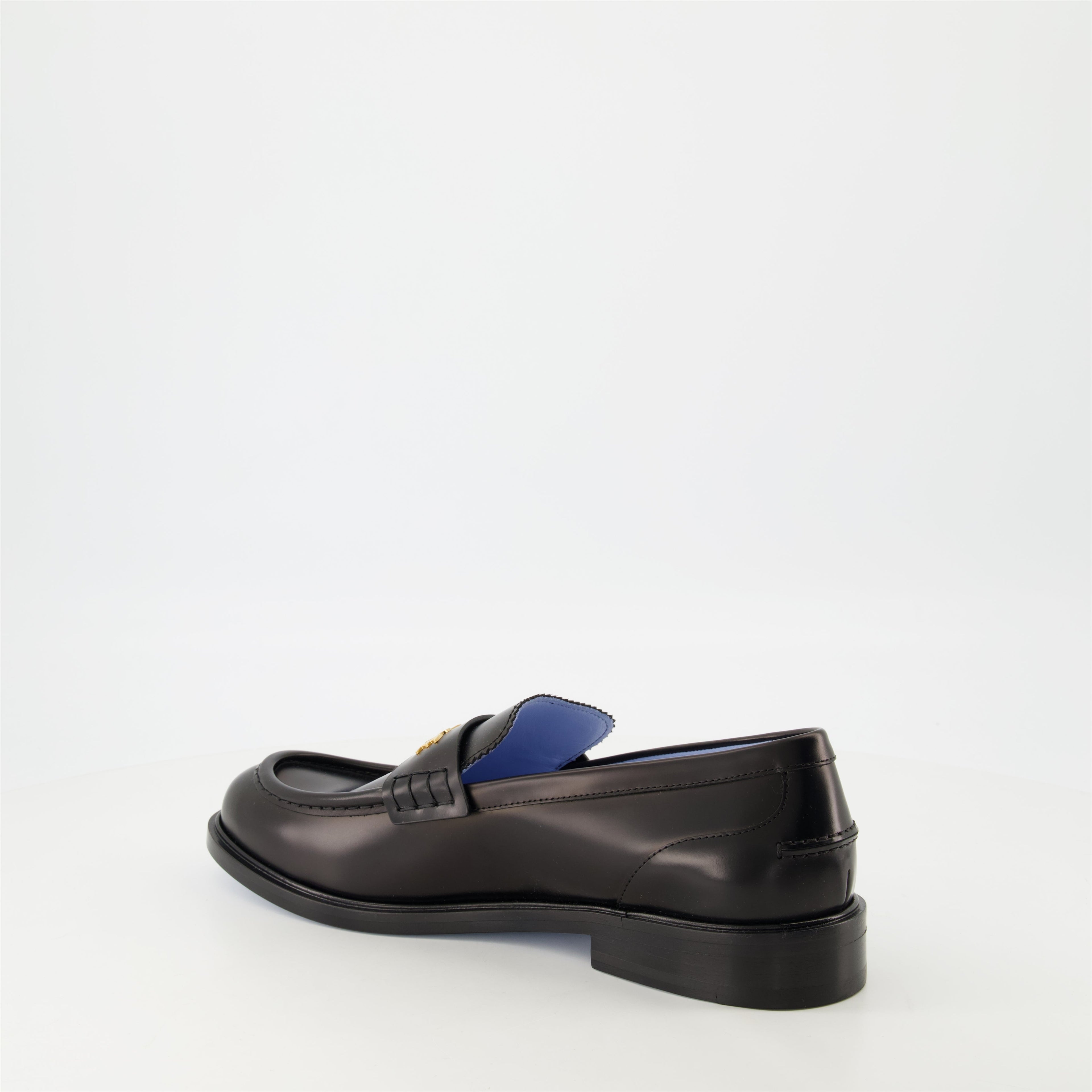black leather loafers, Versace loafers, slip-on shoes, goat leather footwear, Spring-Summer collection