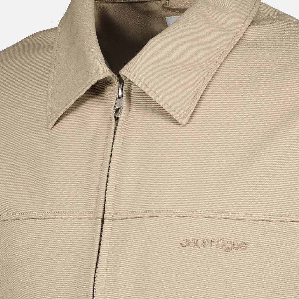 Imagen de chaqueta beige con cremallera de Courrèges para hombres - Temporada Primavera-Verano 2026 - Vista de detalle 1