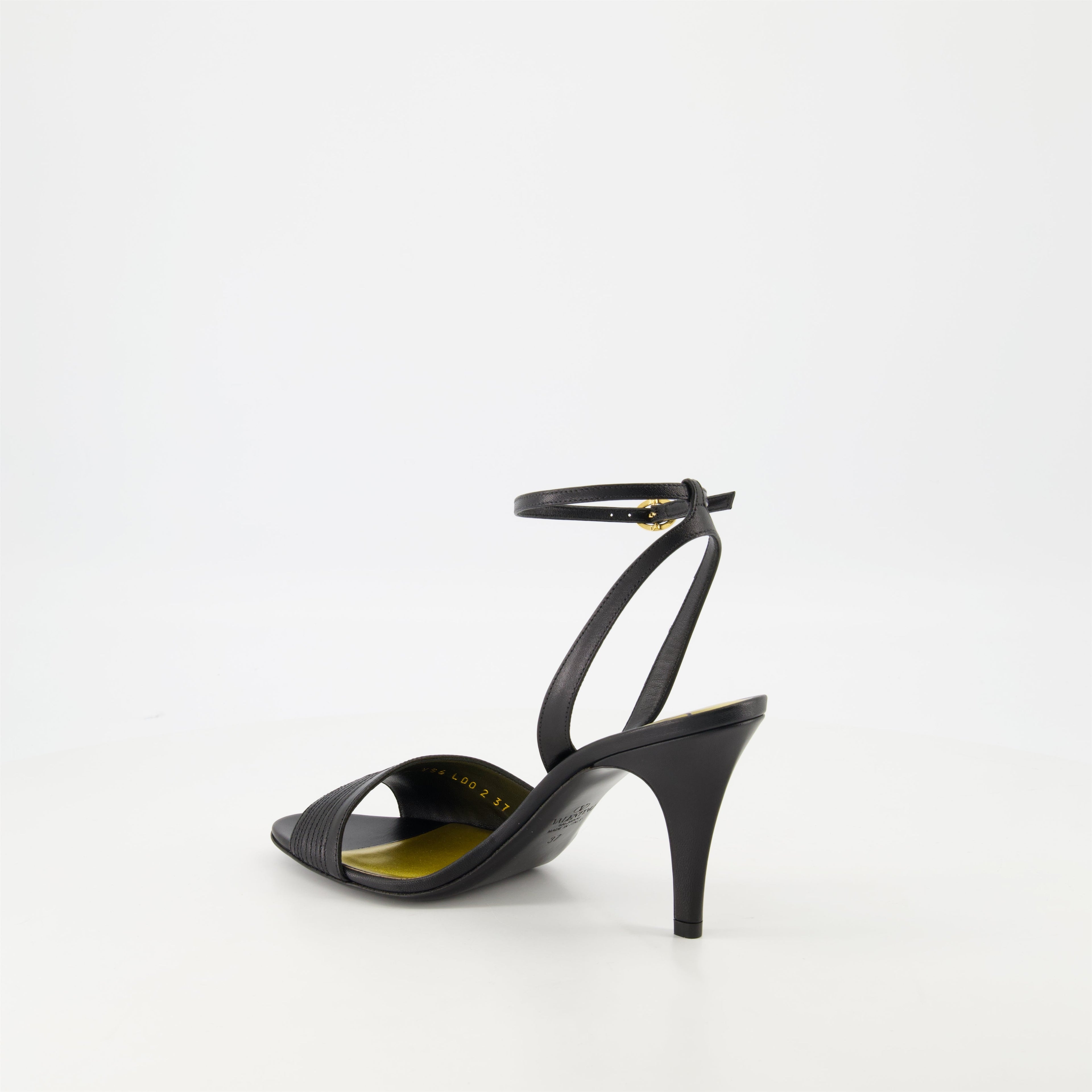 black heeled sandals, Ladycrush, adjustable ankle strap sandals, Valentino Garavani sandals, luxury footwear