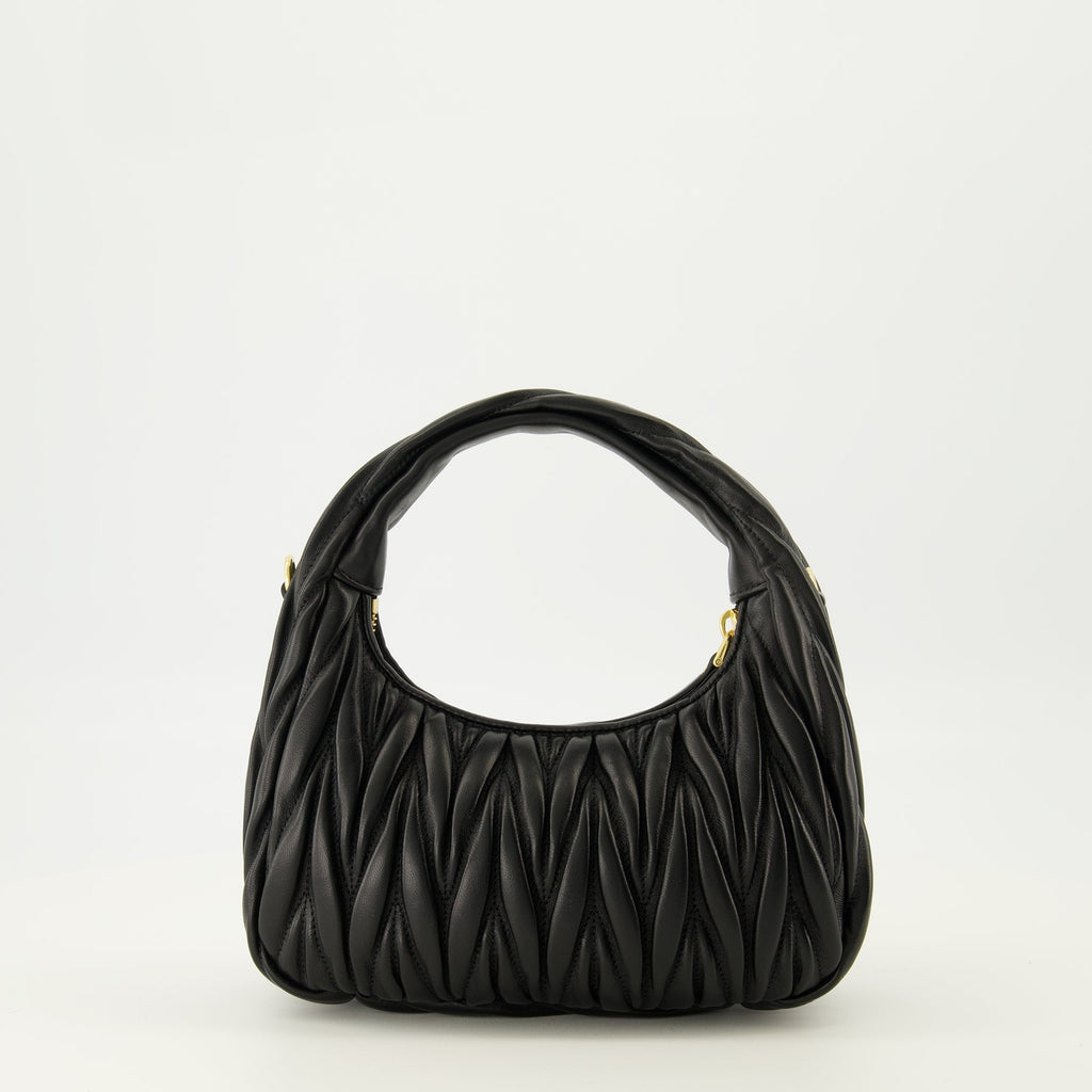 Miu Miu hobo bag, luxury leather handbag, nappa leather bag, refined accessories, designer bags for collection
