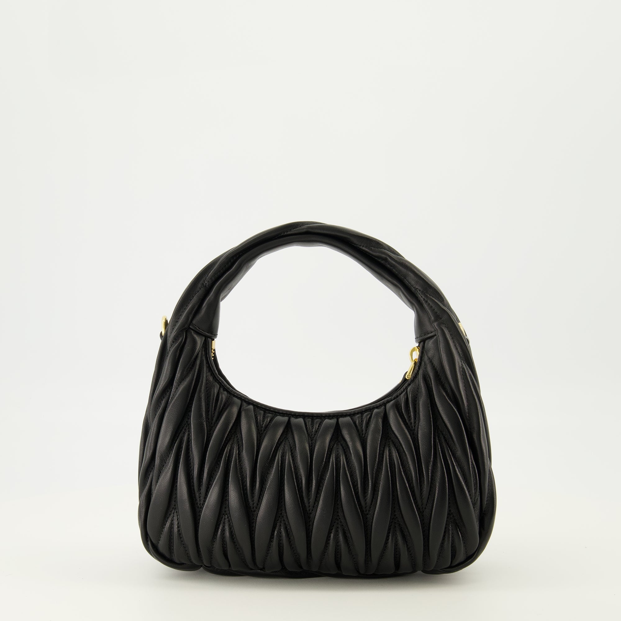 Miu Miu hobo bag, luxury leather handbag, nappa leather bag, refined accessories, designer bags for collection