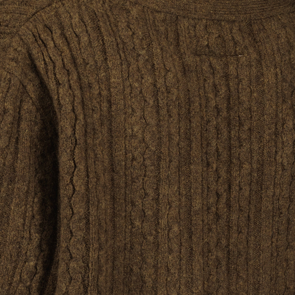 brown cardigan, MM6 cardigan, wool cardigan, ribbed cardigan, autumn-winter fashion