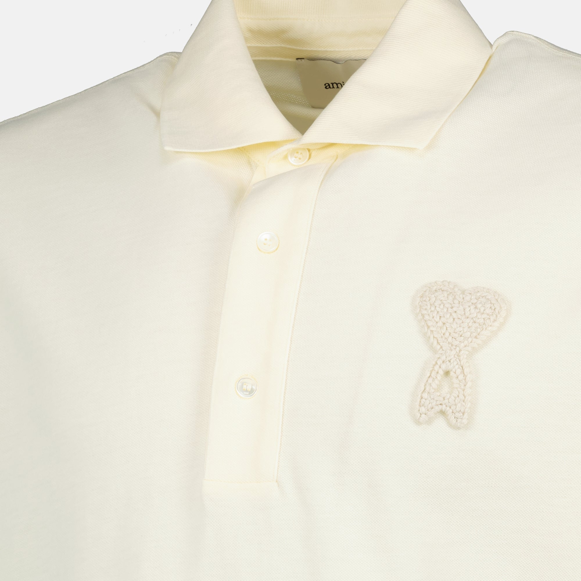 Image of Polo Ami de Coeur Tissé Bleu Marine by Ami PARIS for Unisex - Season Spring-Summer 2026 - Detail View 1