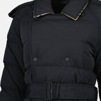 mid-length black jacket, nylon quilted jacket, Burberry Autumn-Winter 2024, polyester wool blend, long sleeve jacket