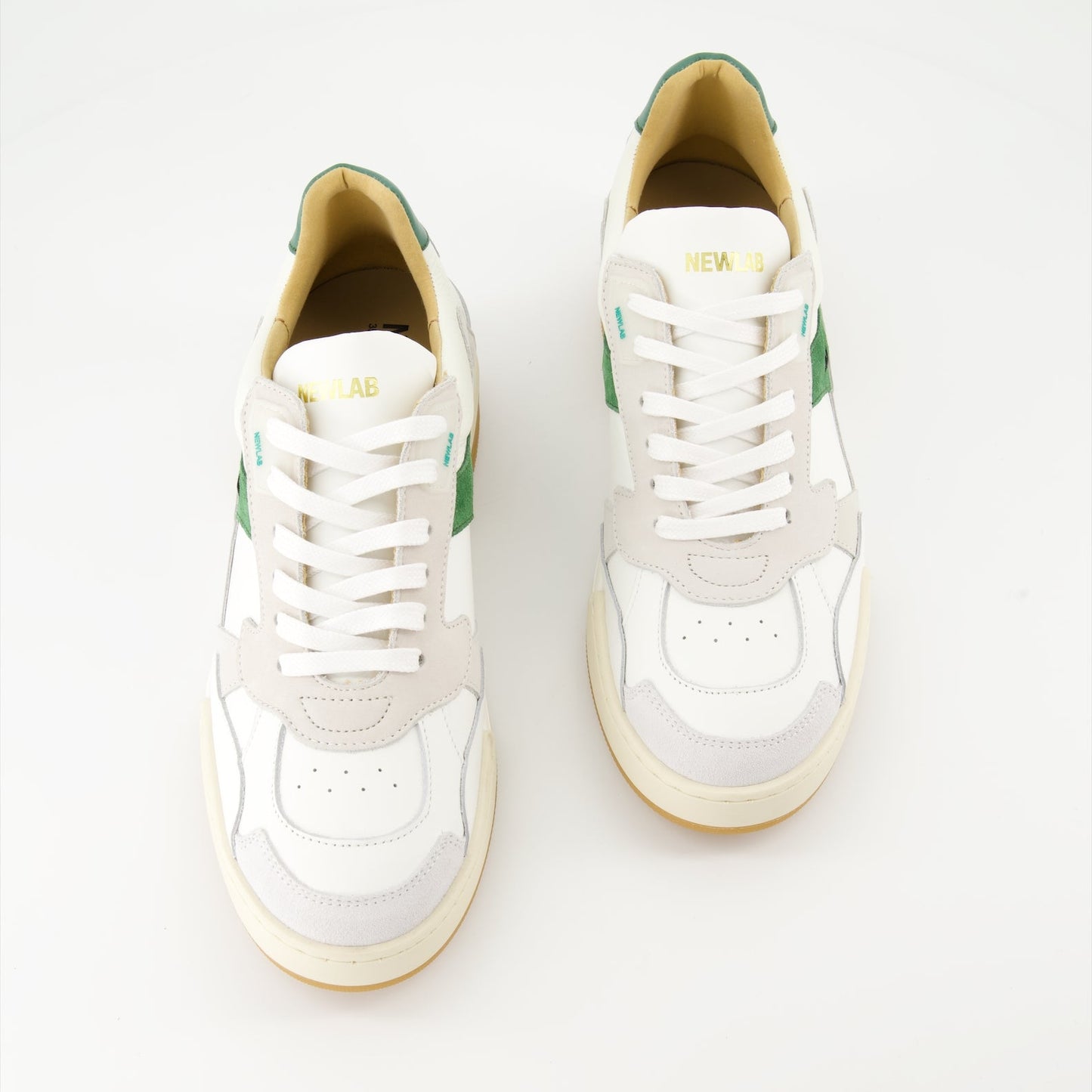 luxury sneakers, leather sneakers, green and white sneakers, New Lab, Spring-Summer collection