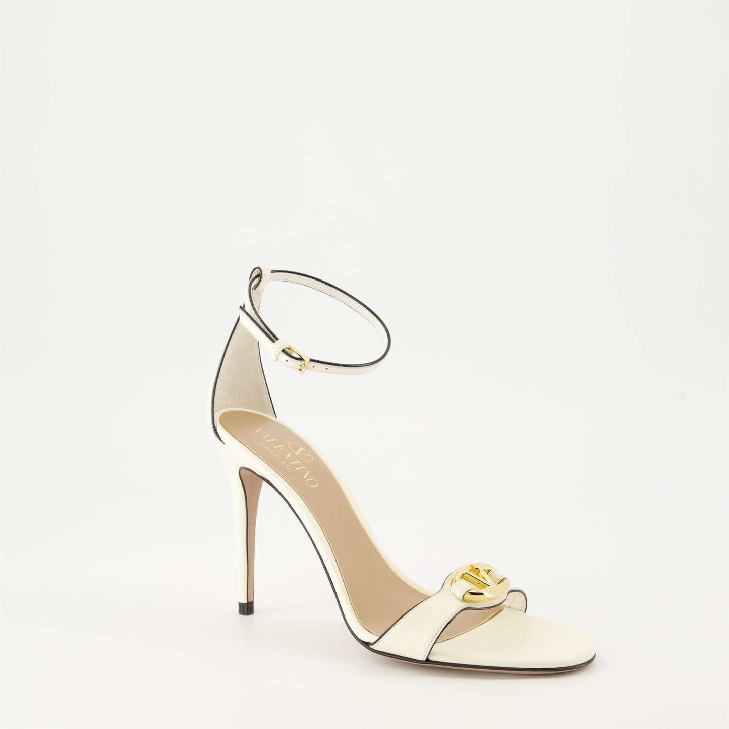 Valentino sandals, white leather heels, heeled sandals, luxury footwear, designer sandals