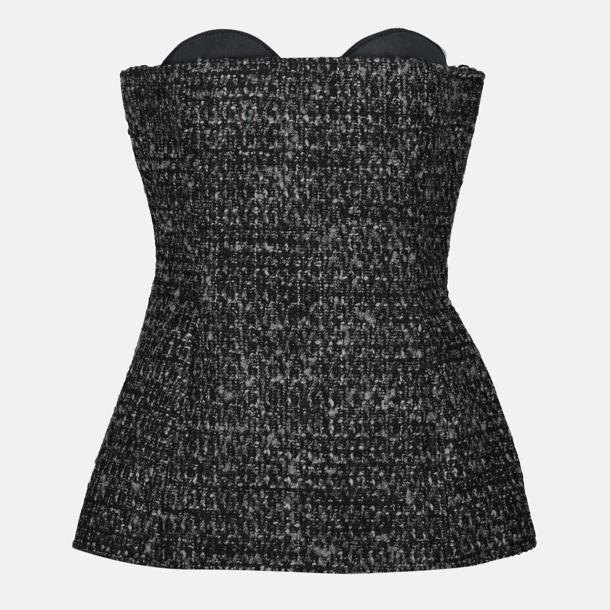 Diesel grey T-shirt, tweed women's top, Fall-Winter collection, tailored fit, discreet zip closure