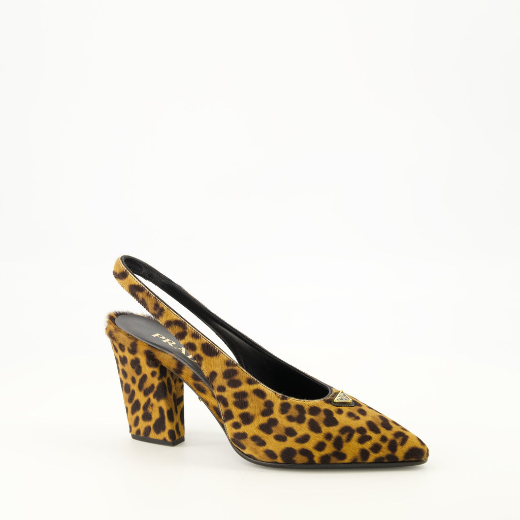 Leder Pumps mit Leopardenmuster