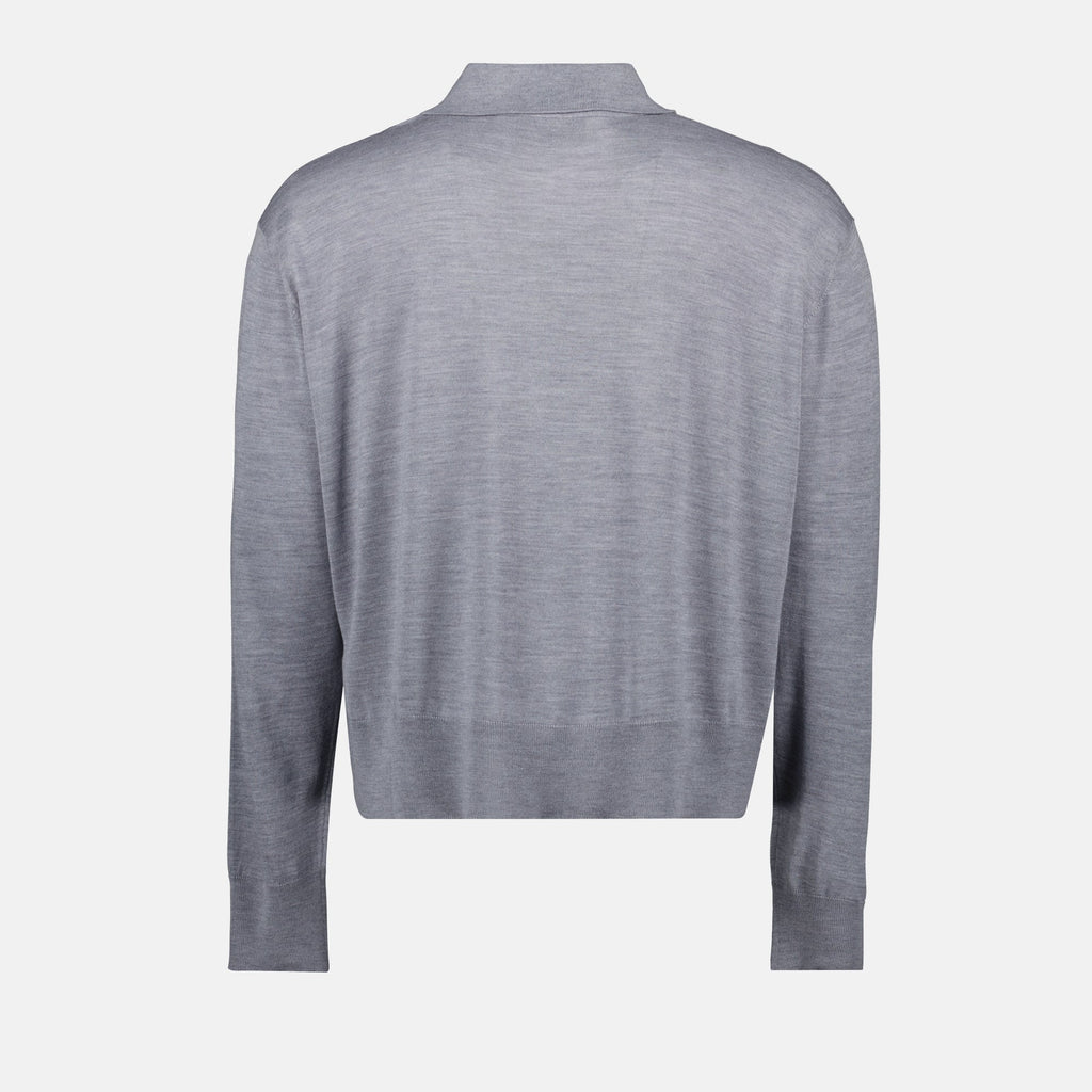 Ami Paris, polo shirt, grey wool silk polo, Ami de Coeur, Autumn-Winter collection