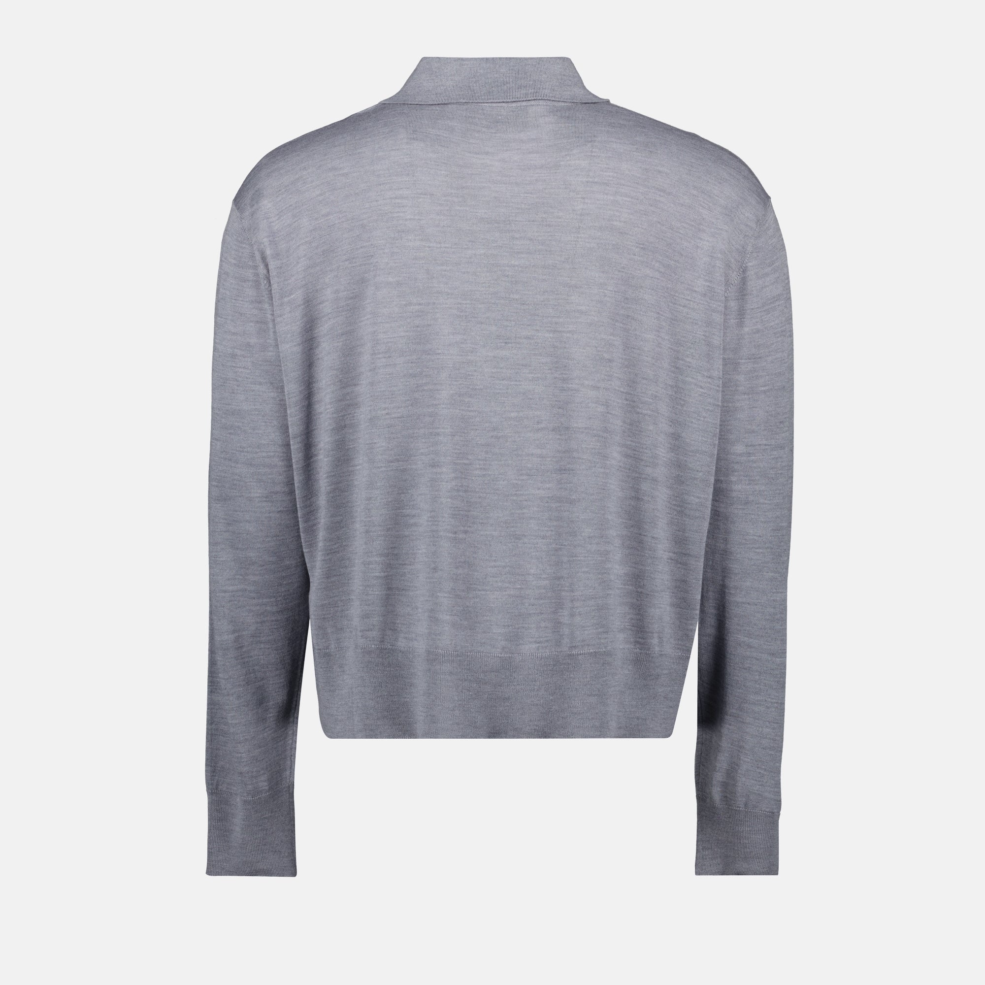 Ami Paris, polo shirt, grey wool silk polo, Ami de Coeur, Autumn-Winter collection