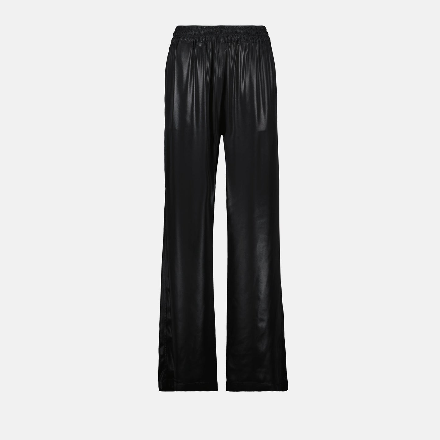 black trousers, fluid trousers, satin finish, P-Dreyer, women's fashion