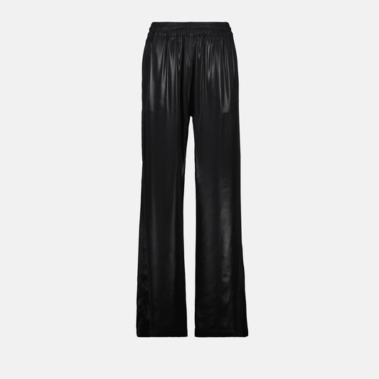 black trousers, fluid trousers, satin finish, P-Dreyer, women's fashion