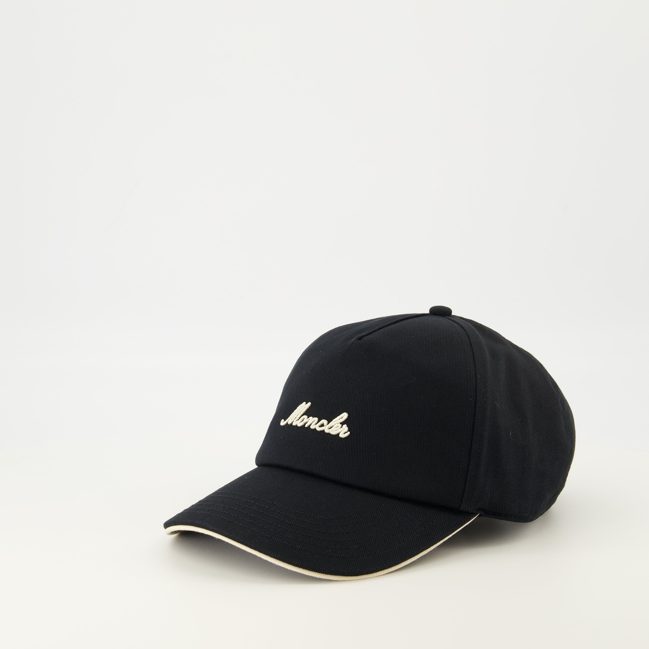 Image of Moncler Black Logo Cap by Moncler for Men - Season Spring-Summer 2026 - Back View