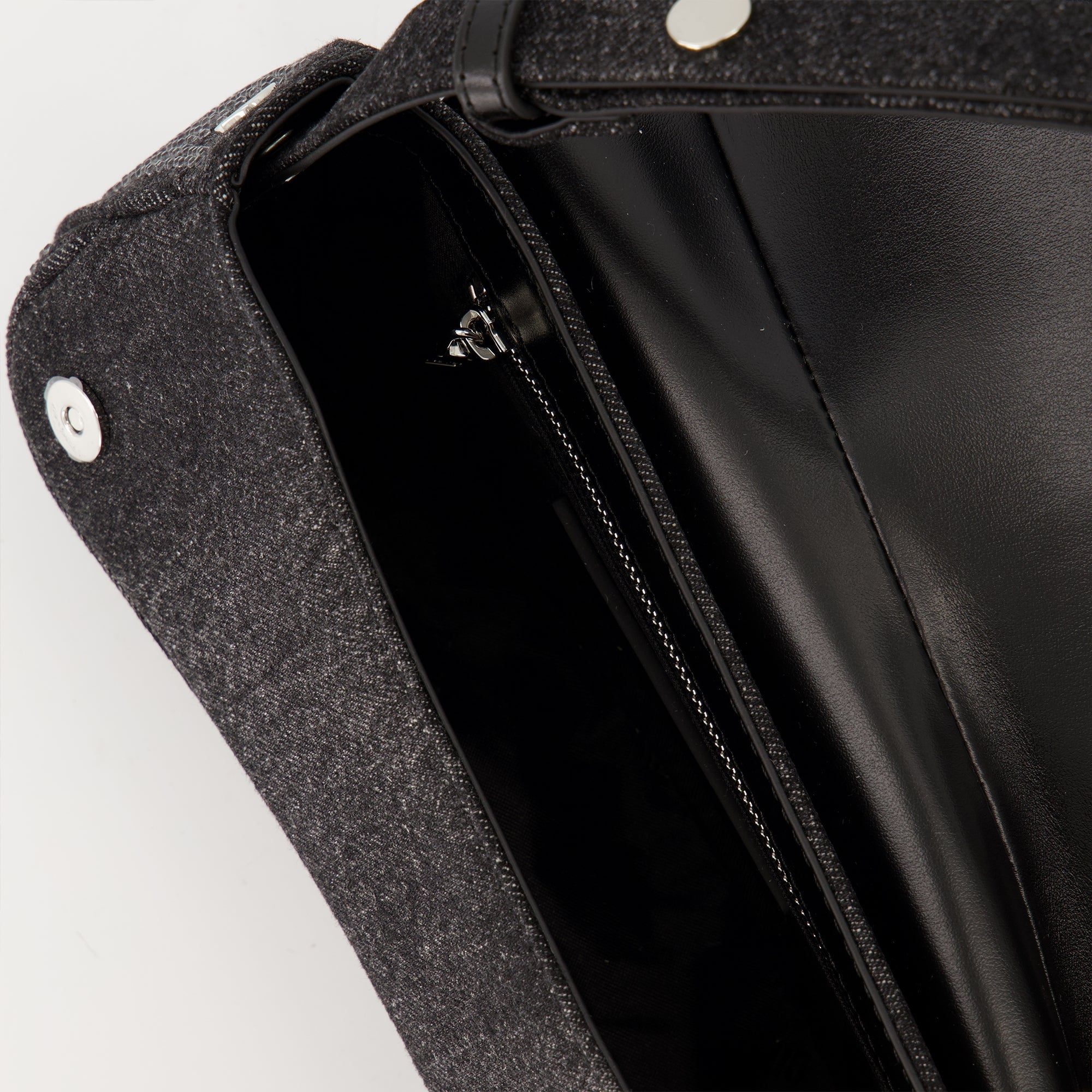 Diesel clutch, dark gray denim bag, adjustable shoulder bag, magnetic flap clutch, fashion accessory