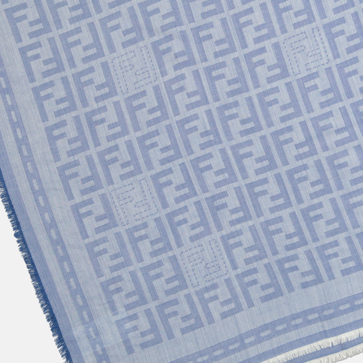 FF shawl, blue wool shawl, designer accessories, Fendi shawl, luxury fashion accessory