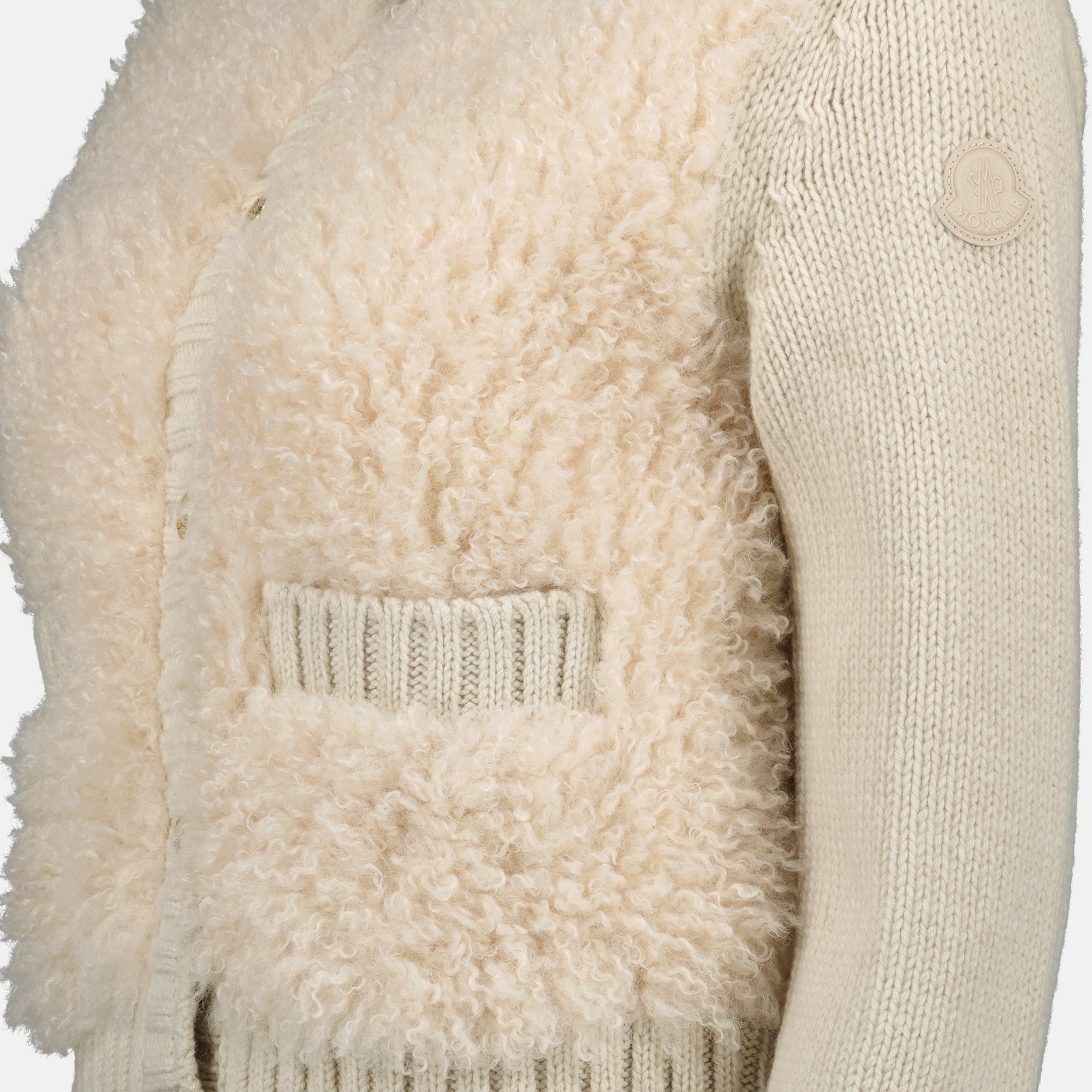 Moncler cardigan, beige teddy cardigan, women's wool cardigan, Autumn-Winter 2025 collection, luxury fashion