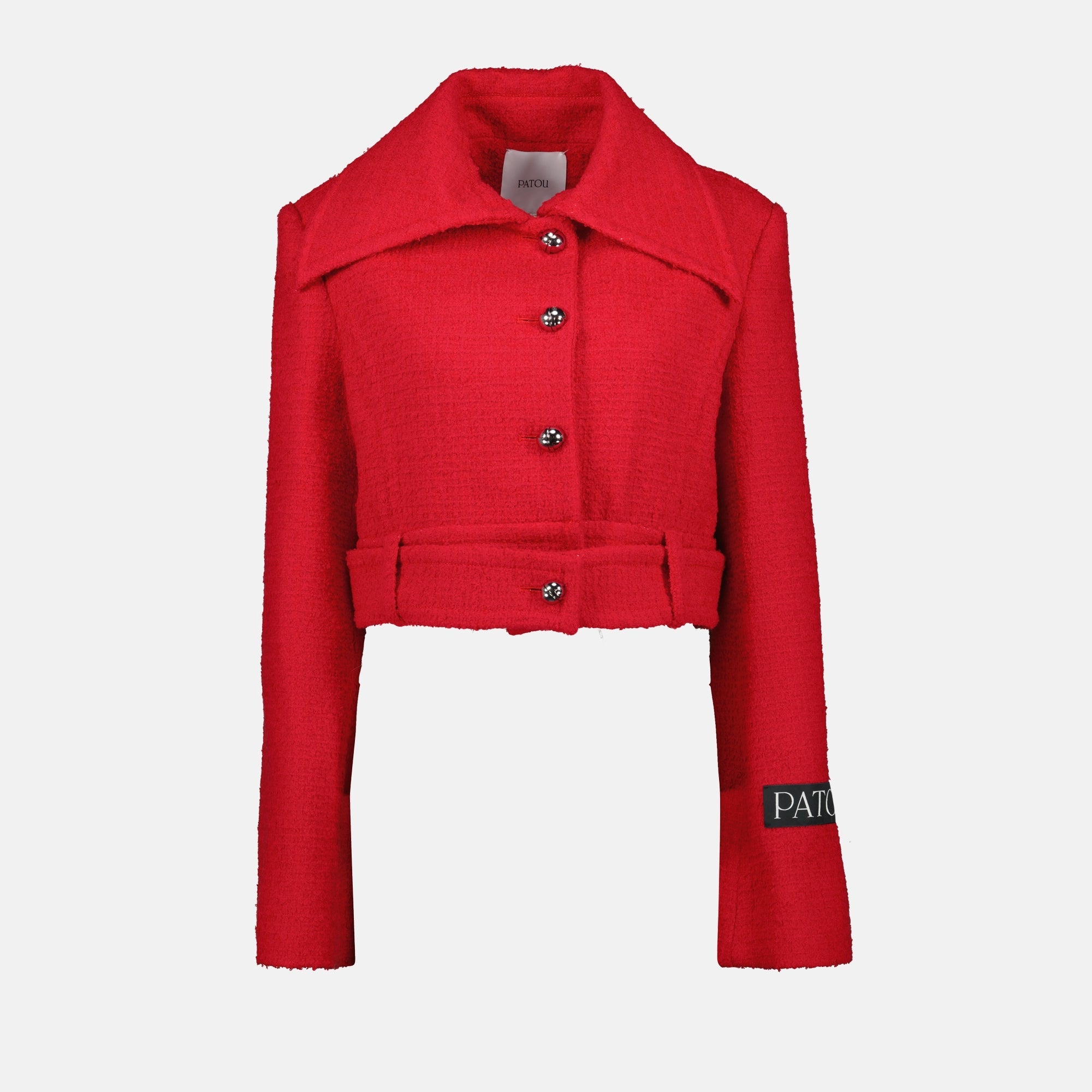 red tweed jacket, Patou jacket, short jacket, autumn winter fashion, designer outerwear