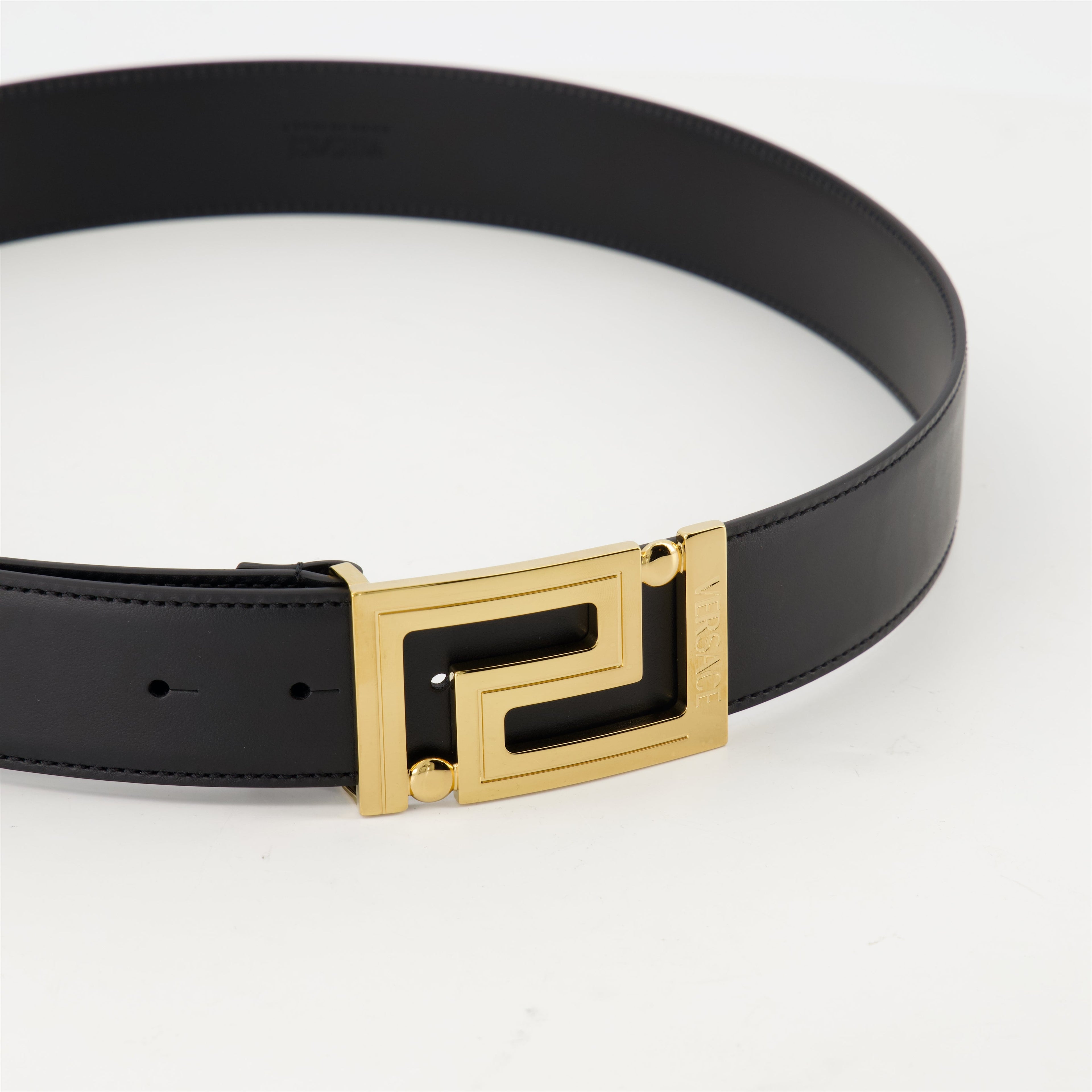 Black Greca Leather Belt WE IN STYLE1