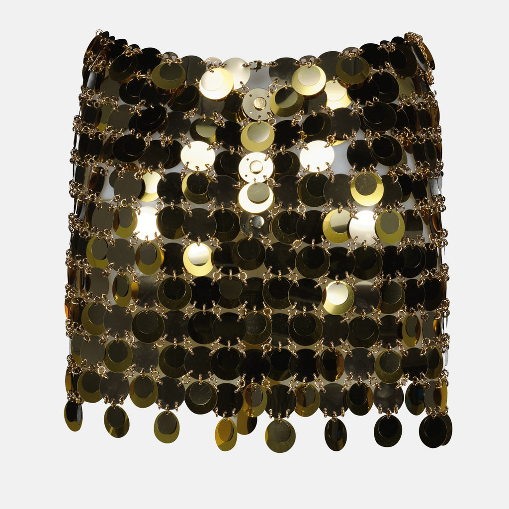 sequin skirt, golden skirt, Rabanne, Spring-Summer 2025, stylish fashion