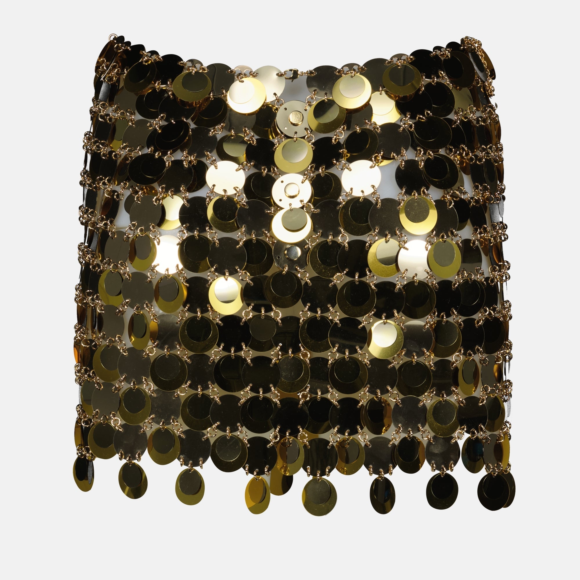 sequin skirt, golden skirt, Rabanne, Spring-Summer 2025, stylish fashion