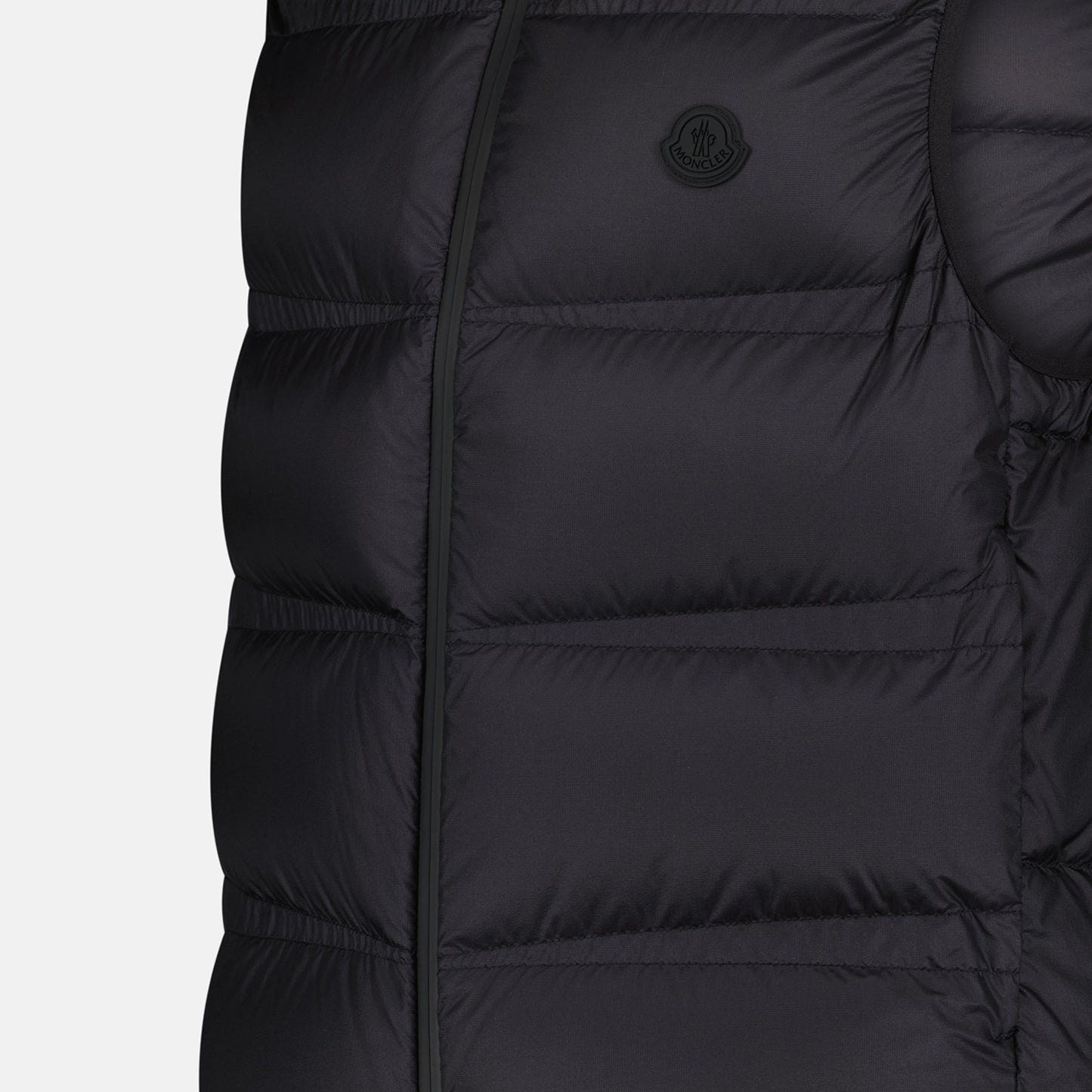 navy blue vest, Moncler vest, down filling vest, sleeveless outerwear, removable hood vest