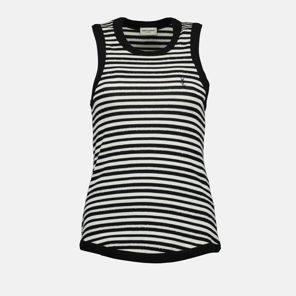 striped tank top, cotton top, Cassandre, Saint Laurent clothing, women's fashion