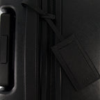 leather rolling luggage, Prada, travel accessories, cabin luggage, luxury travel bag