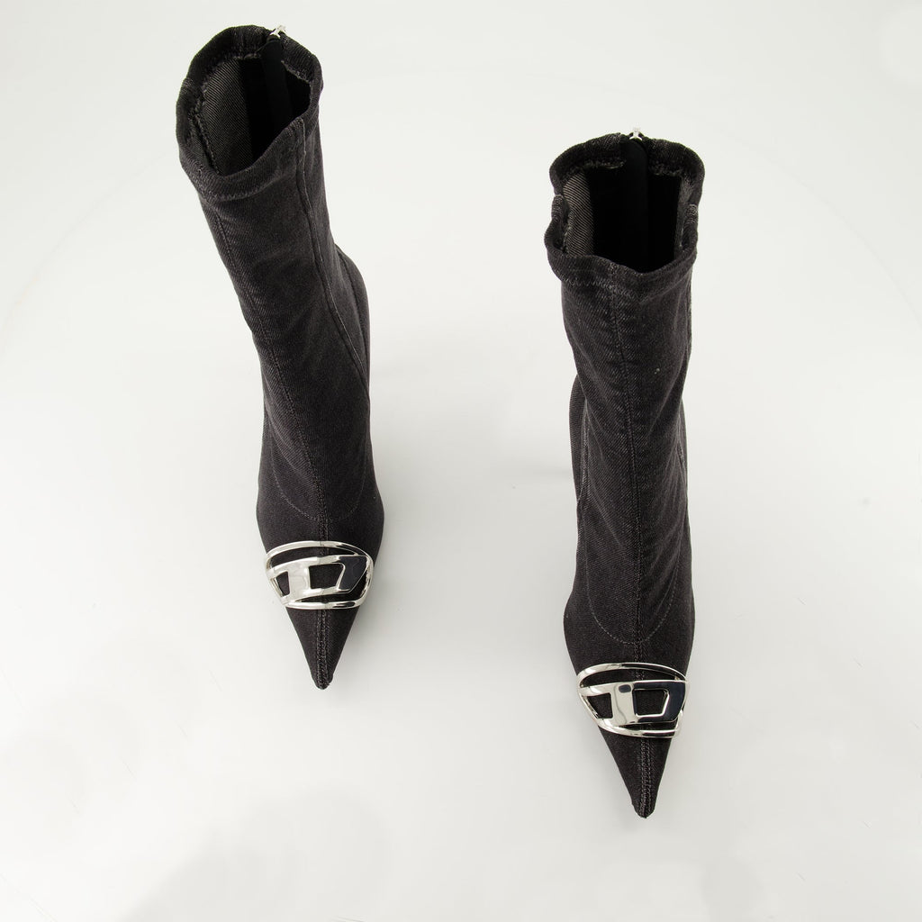 Diesel Venus Boots, Denim Ankle Boots, Winter Footwear, Pointed Toe Boots, Gray Boots