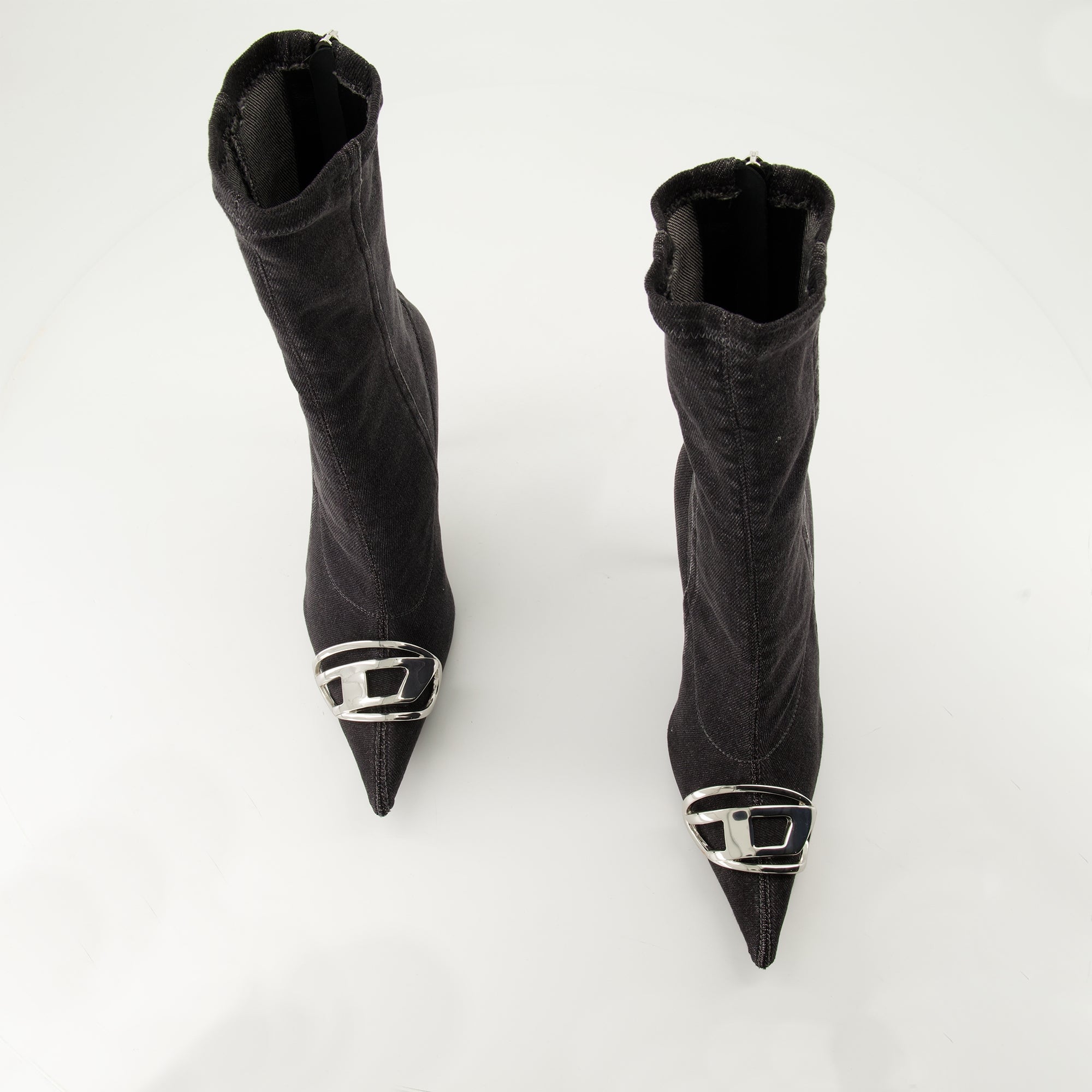 Diesel Venus Boots, Denim Ankle Boots, Winter Footwear, Pointed Toe Boots, Gray Boots