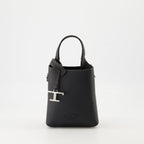 Tod's bucket bag, black leather bag, luxury handbag, calf leather accessory, designer bag
