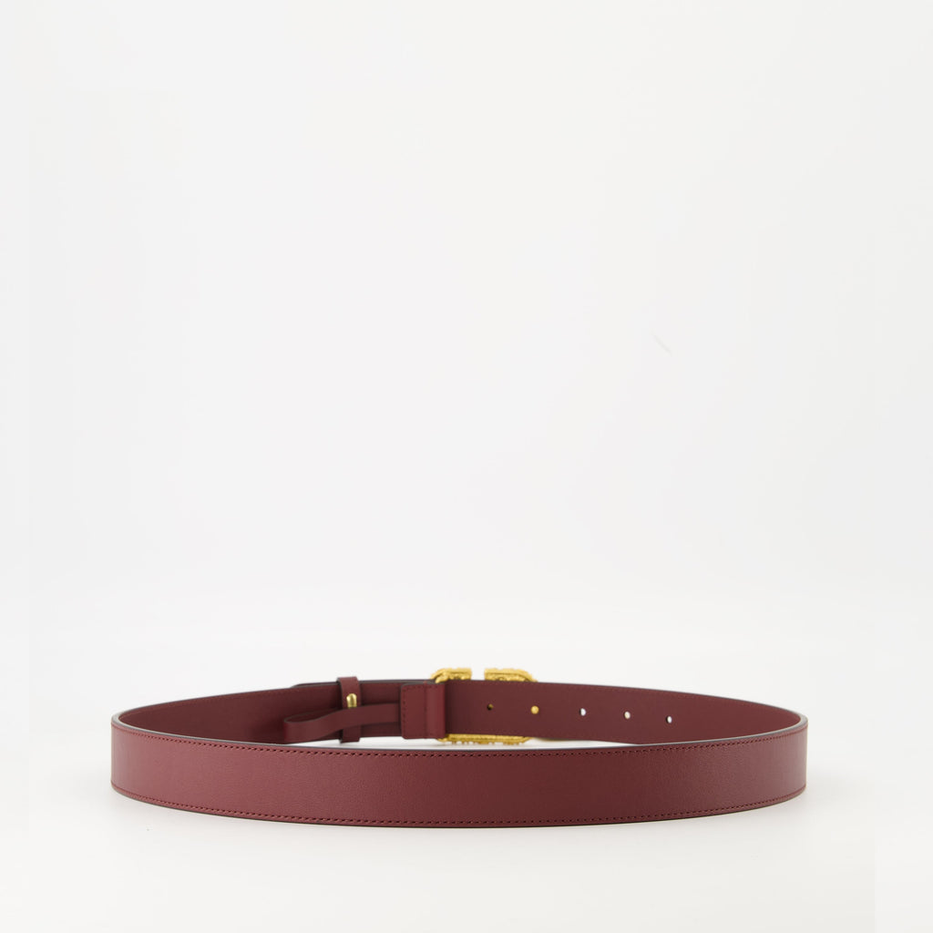 Vlogo belt, Valentino Garavani, bordeaux belt, Swarovski crystals, luxury accessories