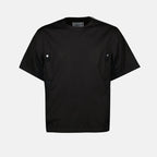 black t-shirt, Sacai jersey, men's casual wear, minimalist design, contemporary fashion