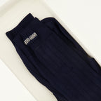 Image of Chaussettes en Soie Bleu Marine by Miu Miu for Women - Season Spring-Summer 2026 - Detail View 2