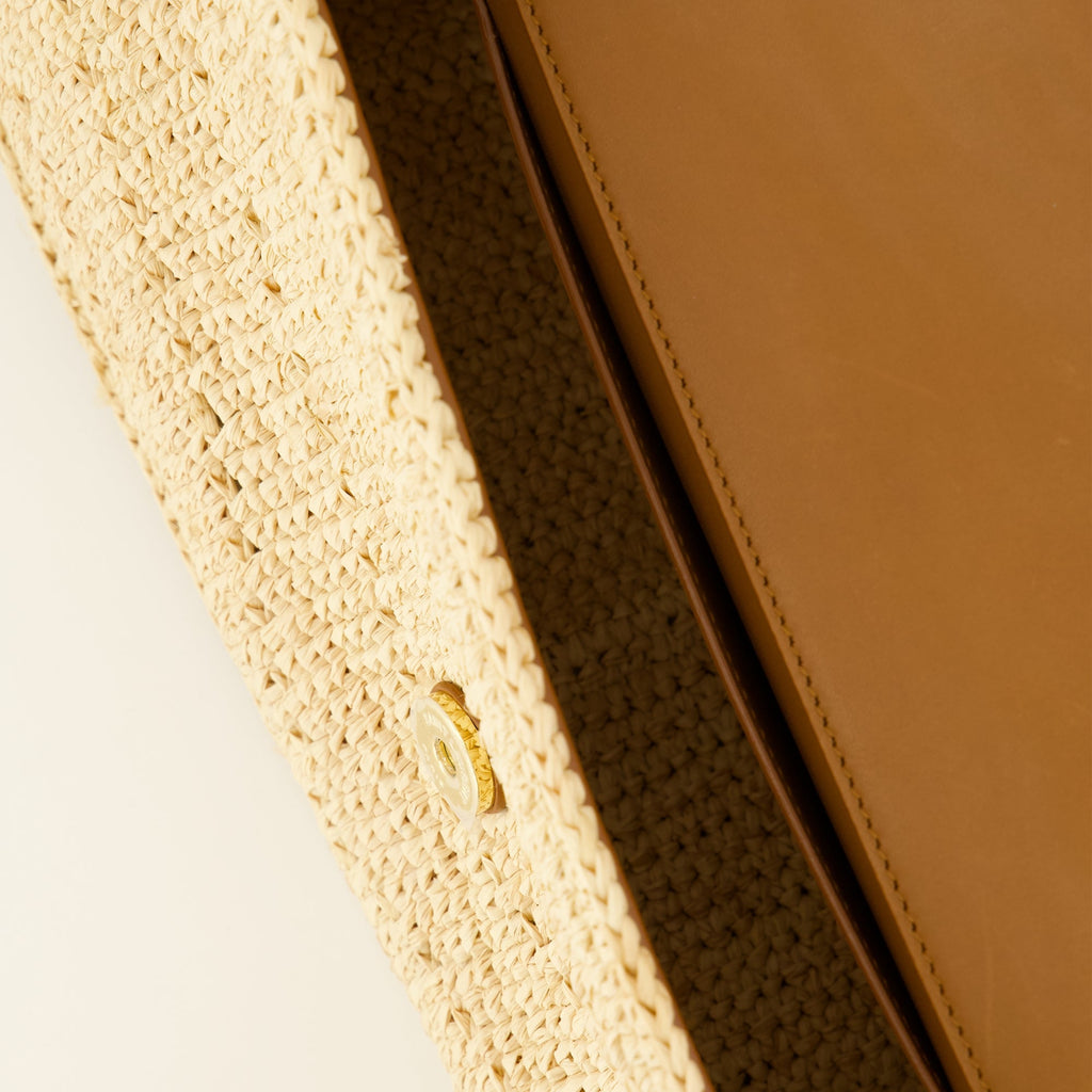 Sac porté épaule Loulou en raphia et cuir