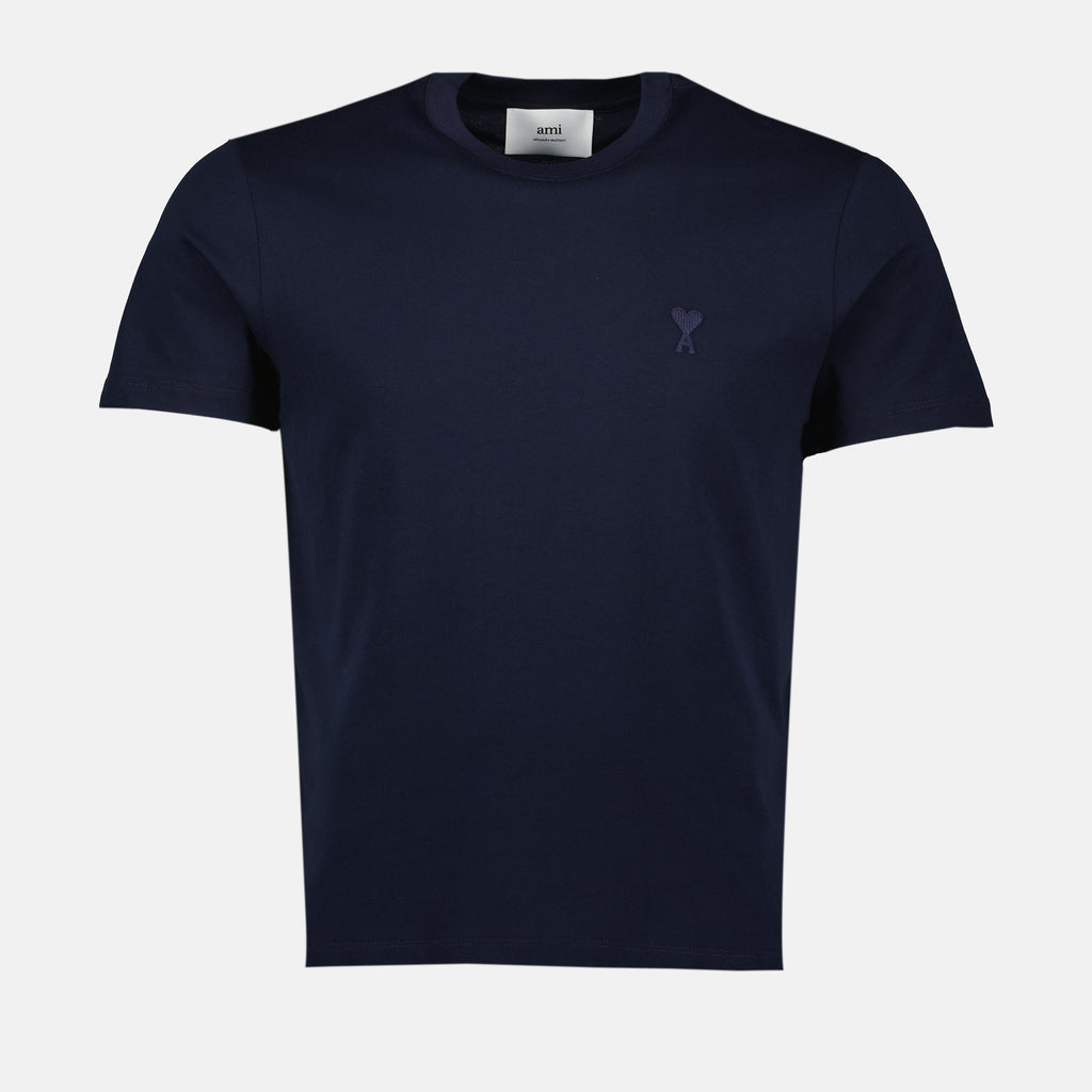 AMI Paris T-shirt, organic cotton t-shirt, navy blue t-shirt, unisex apparel, Spring Summer 2025 collection