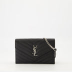 Saint Laurent wallet, chain wallet, black leather wallet, compact wallet, luxury accessories