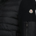 Moncler cardigan, zipped cardigan, black cardigan, men's outerwear, wool and nylon blend