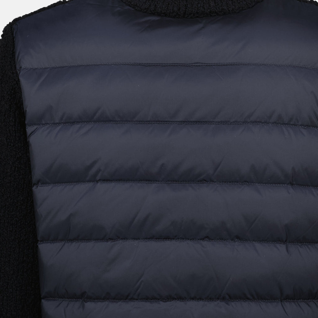 Moncler cardigan, bi-material cardigan, navy cardigan, wool nylon blend, Autumn-Winter 2025