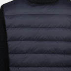 Moncler cardigan, bi-material cardigan, navy cardigan, wool nylon blend, Autumn-Winter 2025