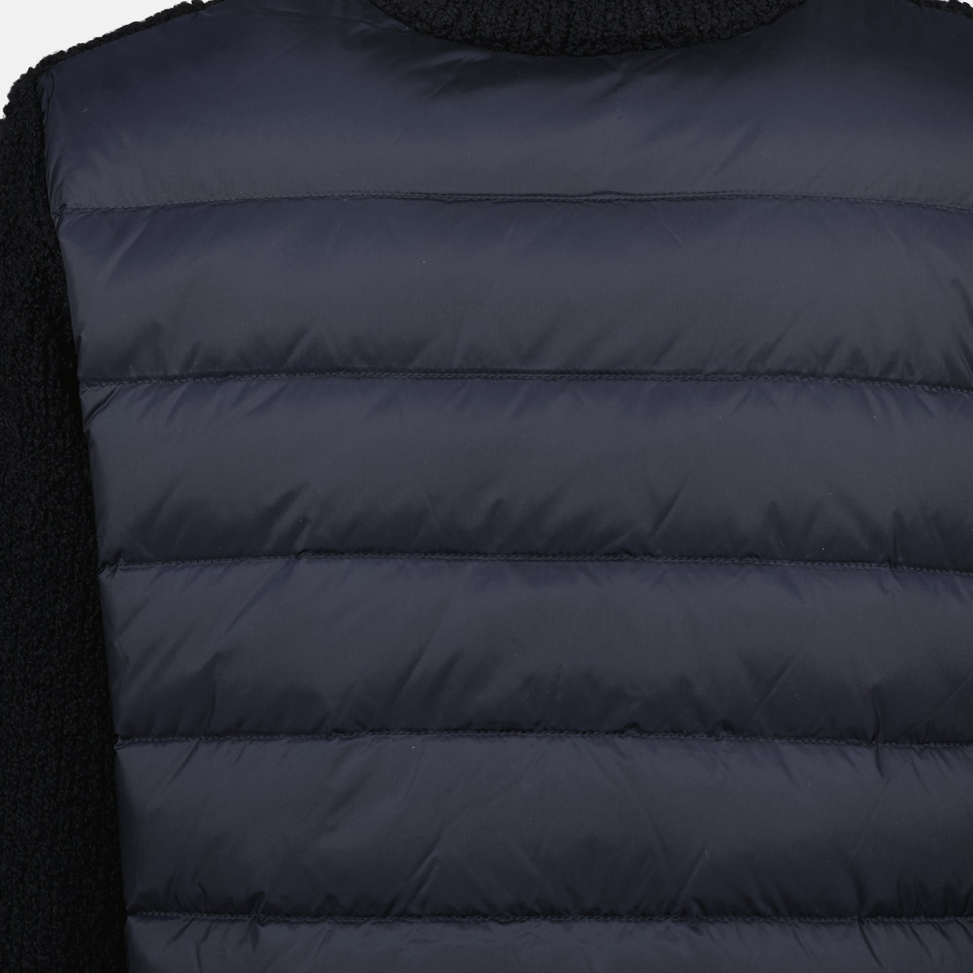 Moncler cardigan, bi-material cardigan, navy cardigan, wool nylon blend, Autumn-Winter 2025