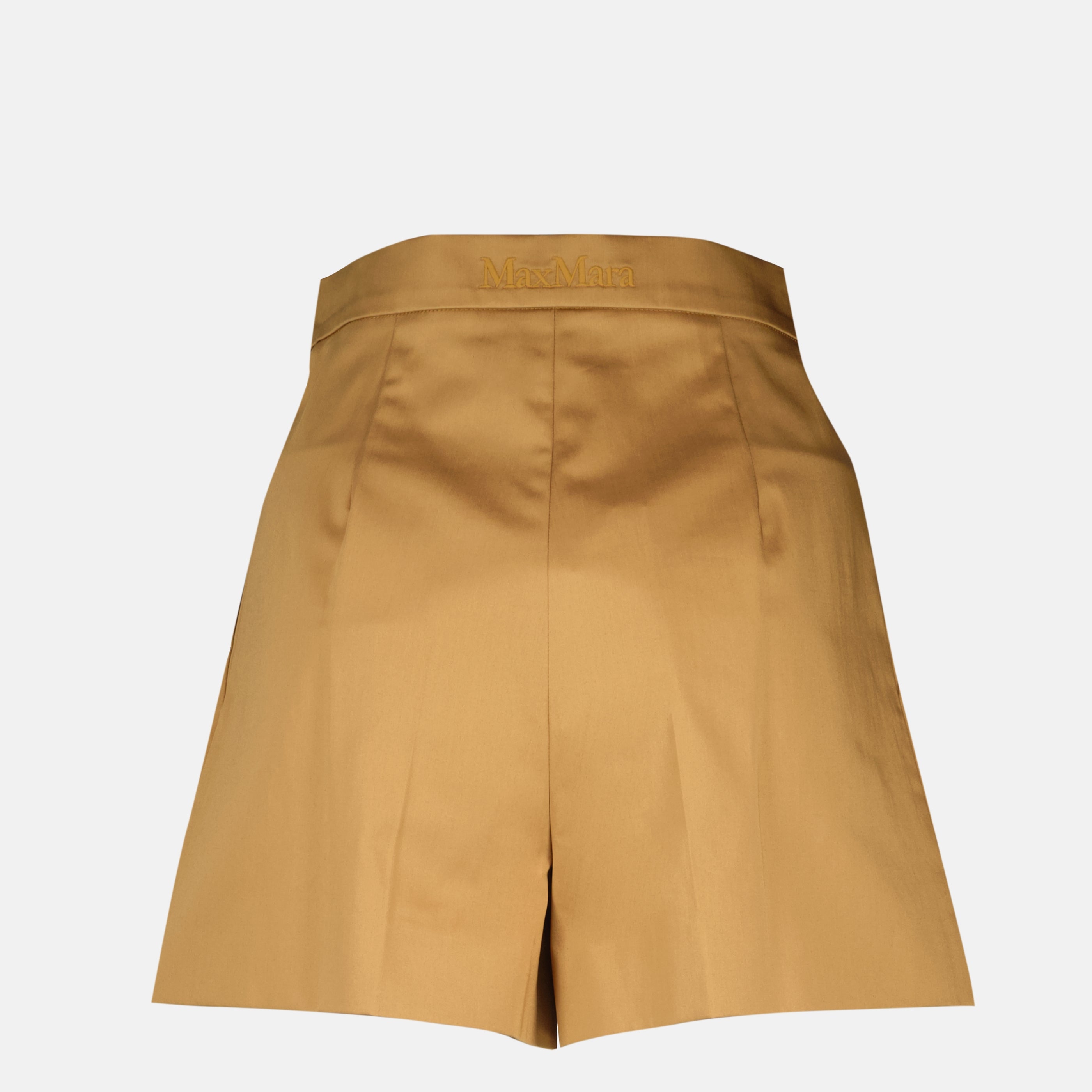 Brown Satin Cotton Shorts