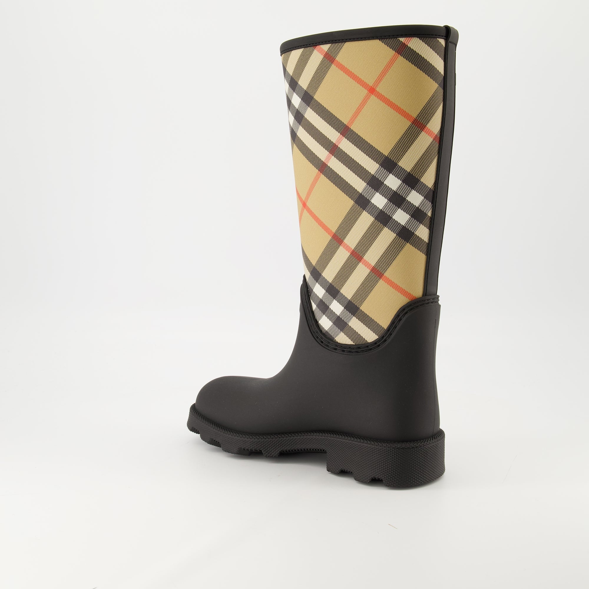 Burberry boots, rubber footwear, Check print shoes, non-slip boots, women's fashion footwear