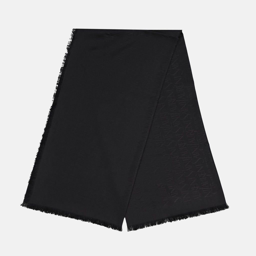 Bild eines quadratischen Seiden- und Wollschals von Saint Laurent für Männer - Saison Herbst-Winter 2025 - Rückansicht