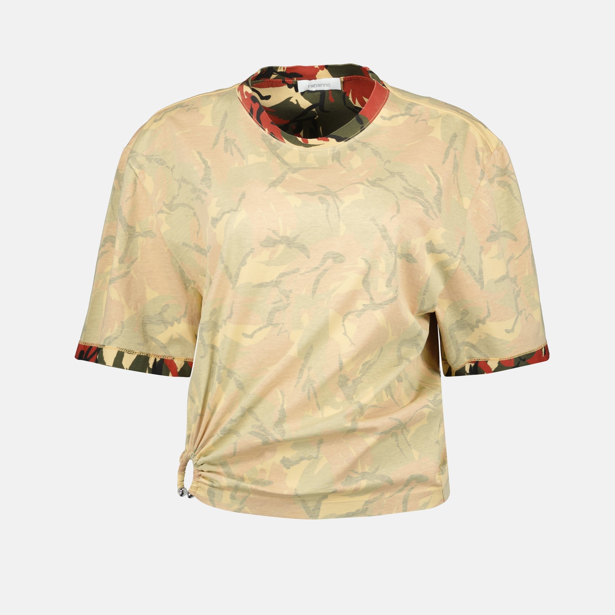 camouflage t-shirt, cotton t-shirt, round neck t-shirt, short sleeve shirt, signature details