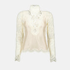 Blouse, Rabanne, Satin, Lace, Spring-Summer Collection