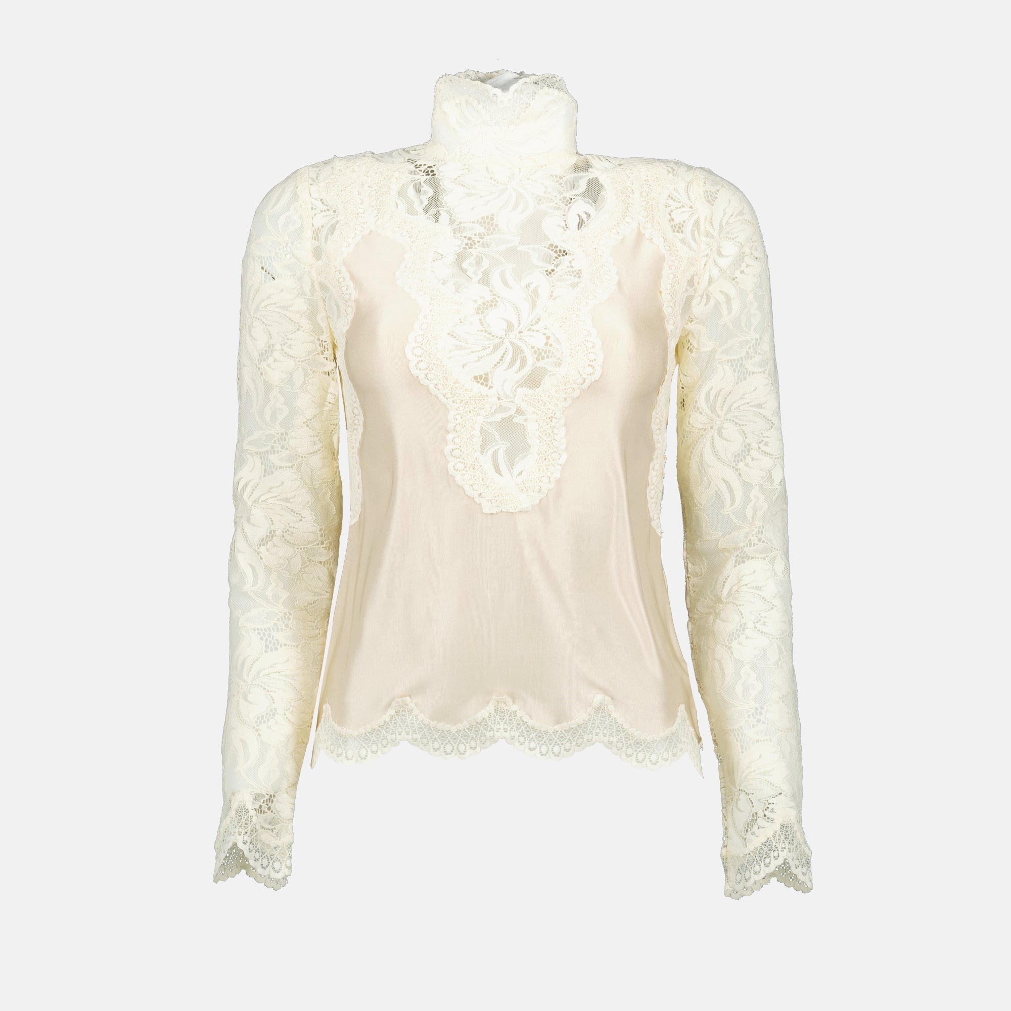 Blouse, Rabanne, Satin, Lace, Spring-Summer Collection